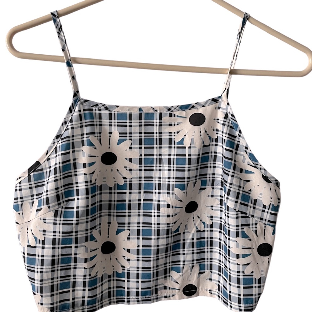 SHEIN floral and plaid crop cami
